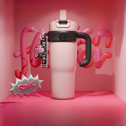 Large Capacity Ceramic & Stainless Steel Straw Tumbler – 960ml / 1260ml | Leakproof, Insulated, Tea-Separation Travel Cup