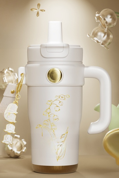 Large Capacity Ceramic & Stainless Steel Straw Tumbler – 960ml / 1260ml | Leakproof, Insulated, Tea-Separation Travel Cup